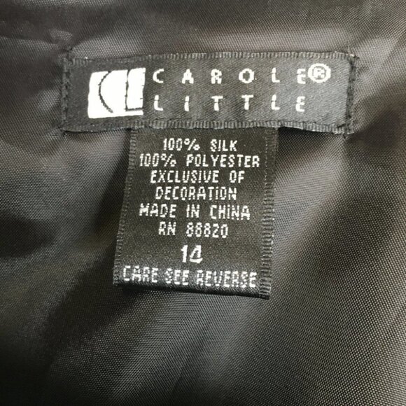 Carole Little Black Embroidered Floral Print Skirt Silk Size 14 - Picture 6 of 6